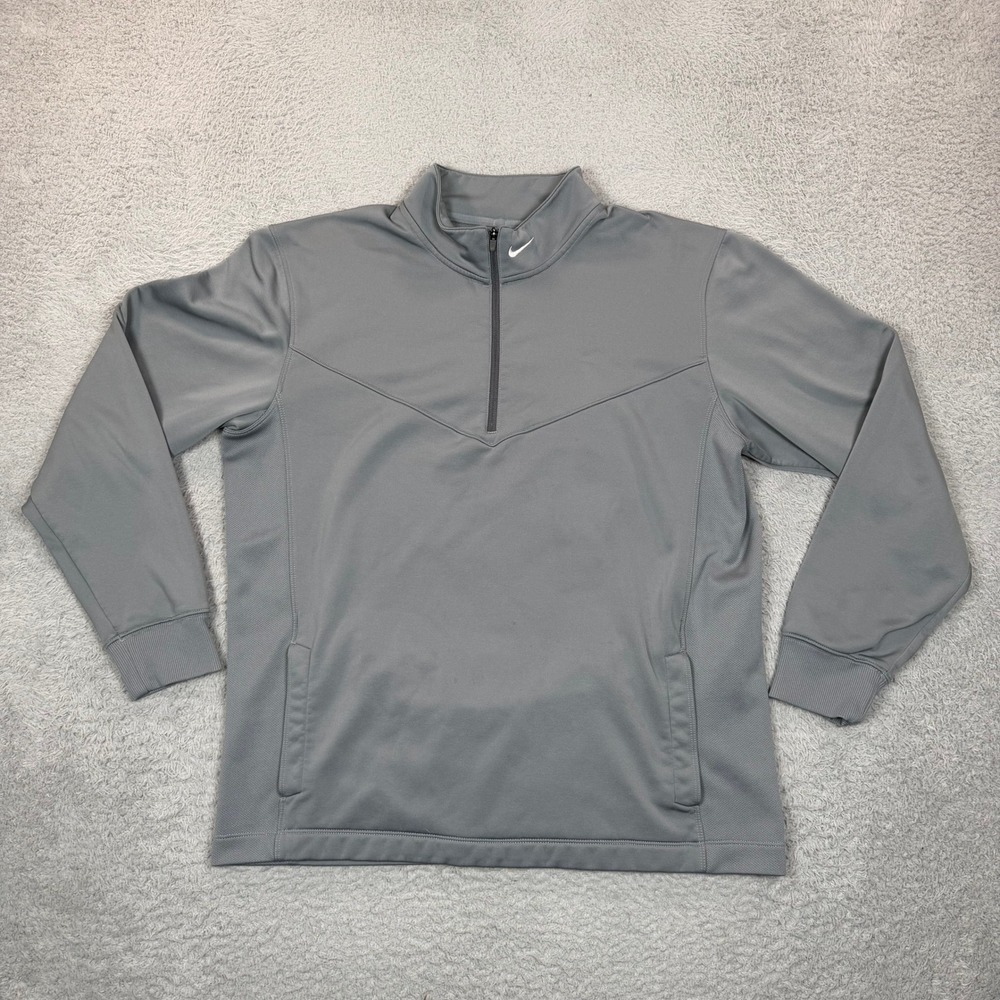 Nike Golf Mens Gray Therma-FIT Tour Performance Quarter Zip Pullover Large
